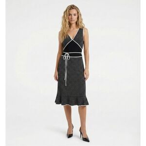 Vintage Express Polka Dot Midi Dress 8 Retro Y2K Pinup Sleeveless Office Work